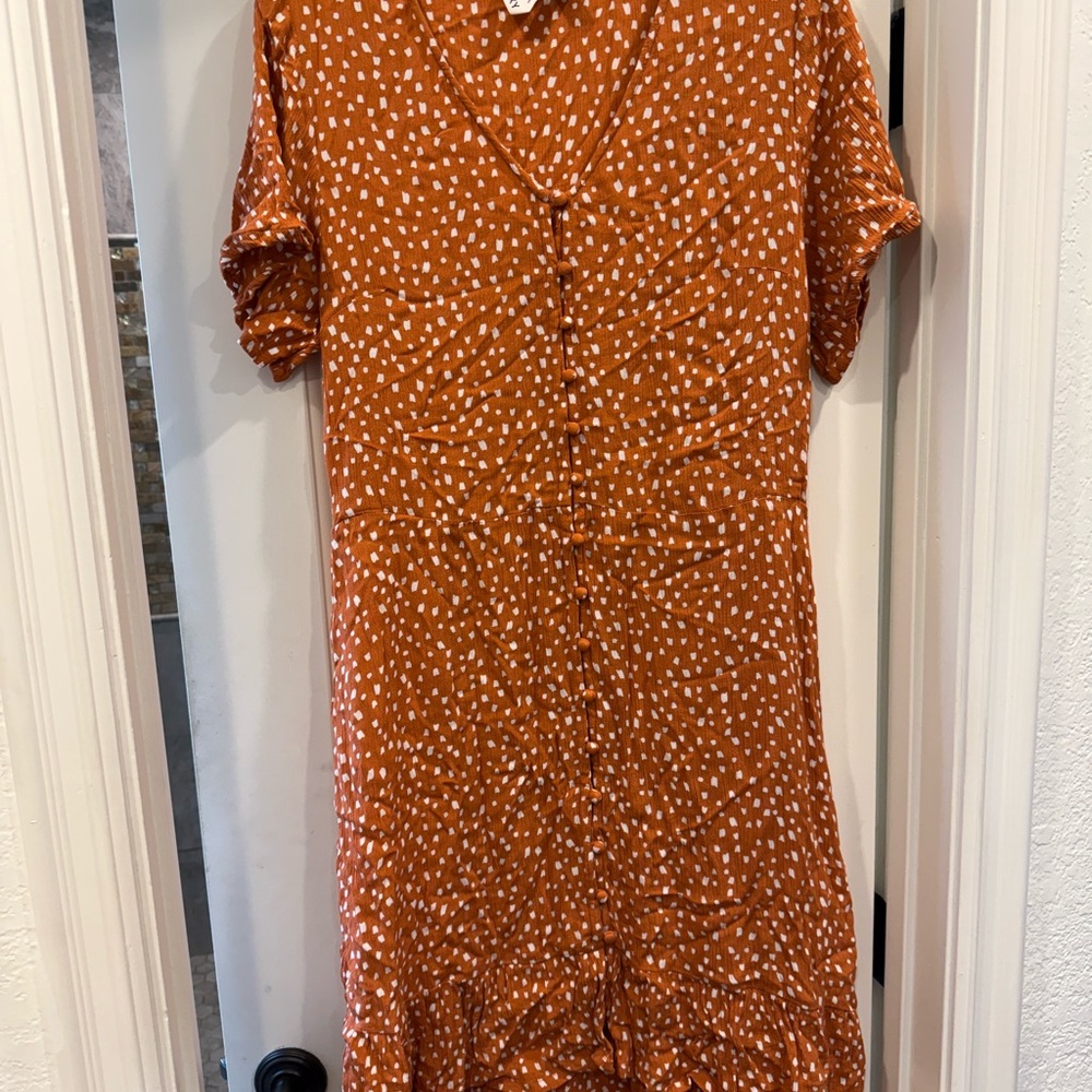Roxy Orange and White Midi Dress